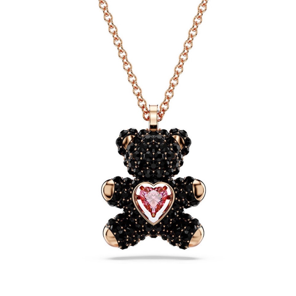 Swarovski Teddy Pendant, Black, Rose Gold-Tone Plated 5693623 New in Box
